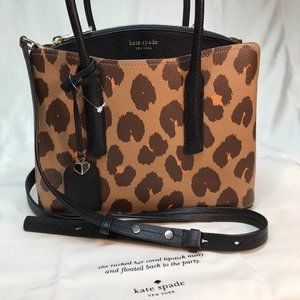 NWOT Authentic Kate Spade Margaux Leopard Medium Leather Convertible Crossbody